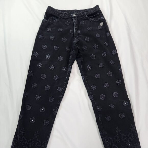 Vintage Bianca Maria Caselli High Waisted  with Floral Embroidery Size 12/ 26" - Picture 1 of 5